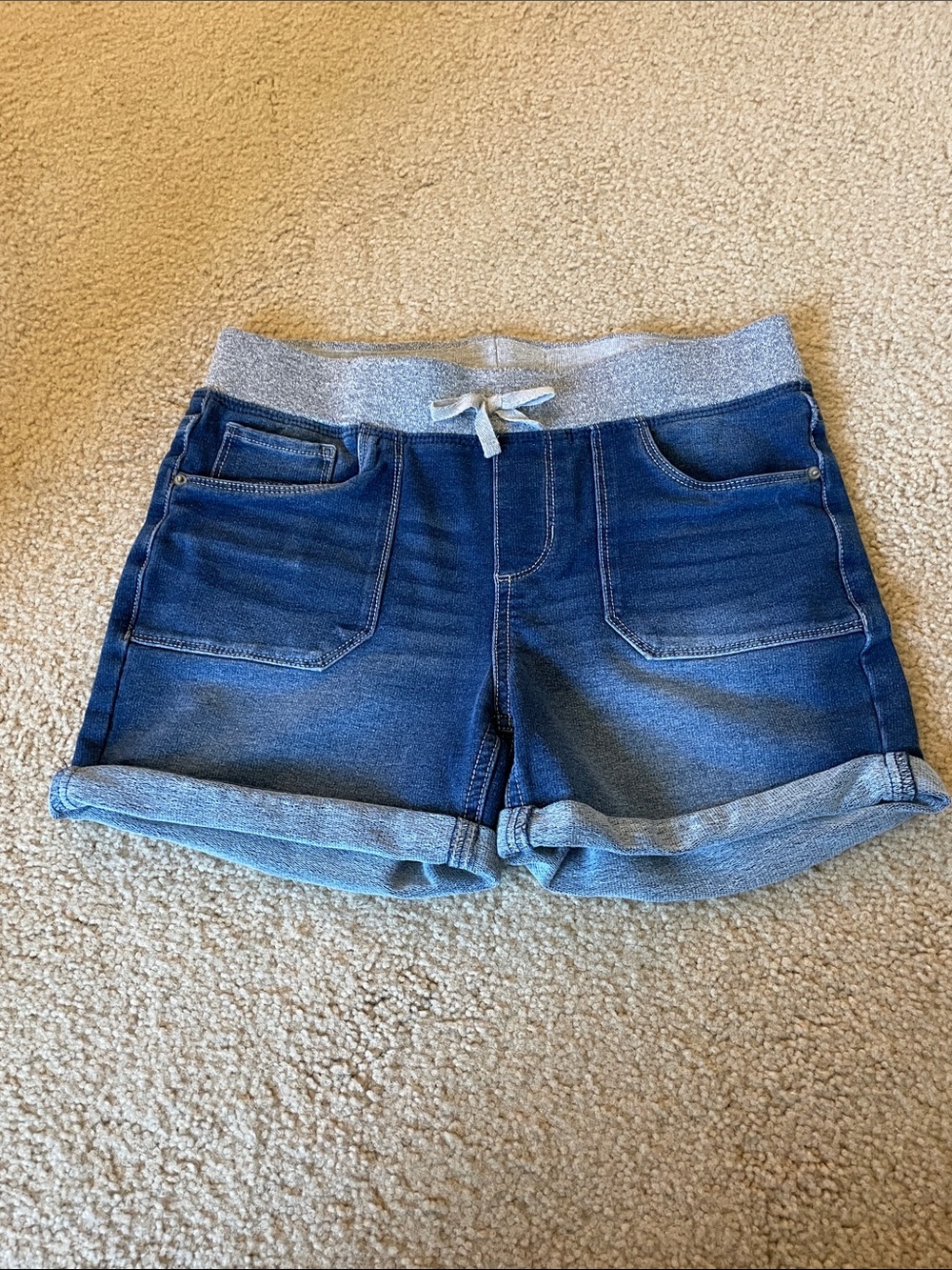 Imperial Star Blue Denim Shorts with Gray Waistband